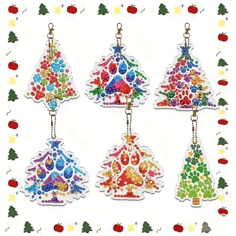 Resin Craft For Beginners - 6pcs/SetDIY Christmas tree pattern diamond painting