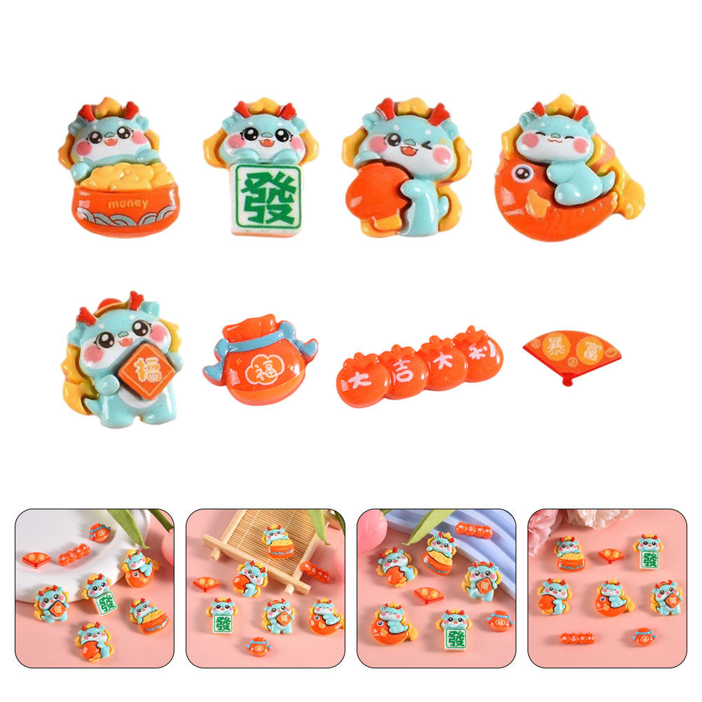 Resin Craft Material - 8Pcs Resin DIY Materials Kit Flatback