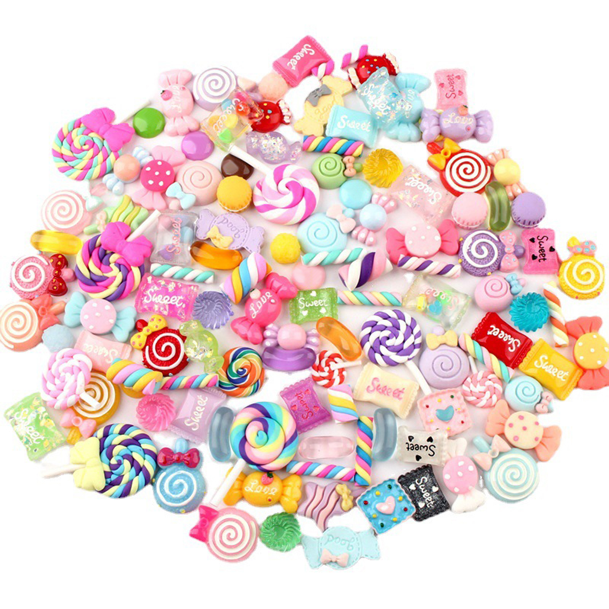 Resin Crafts - 30pcs Random Candy Slime Charms Cute