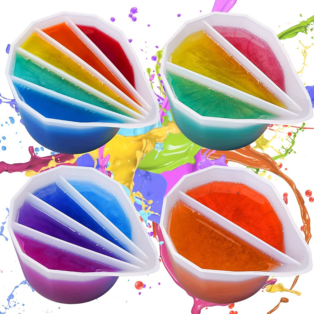 Mixing Cup Silicone - 2/3/4/5 Grids Silicone Split Cup Epoxy