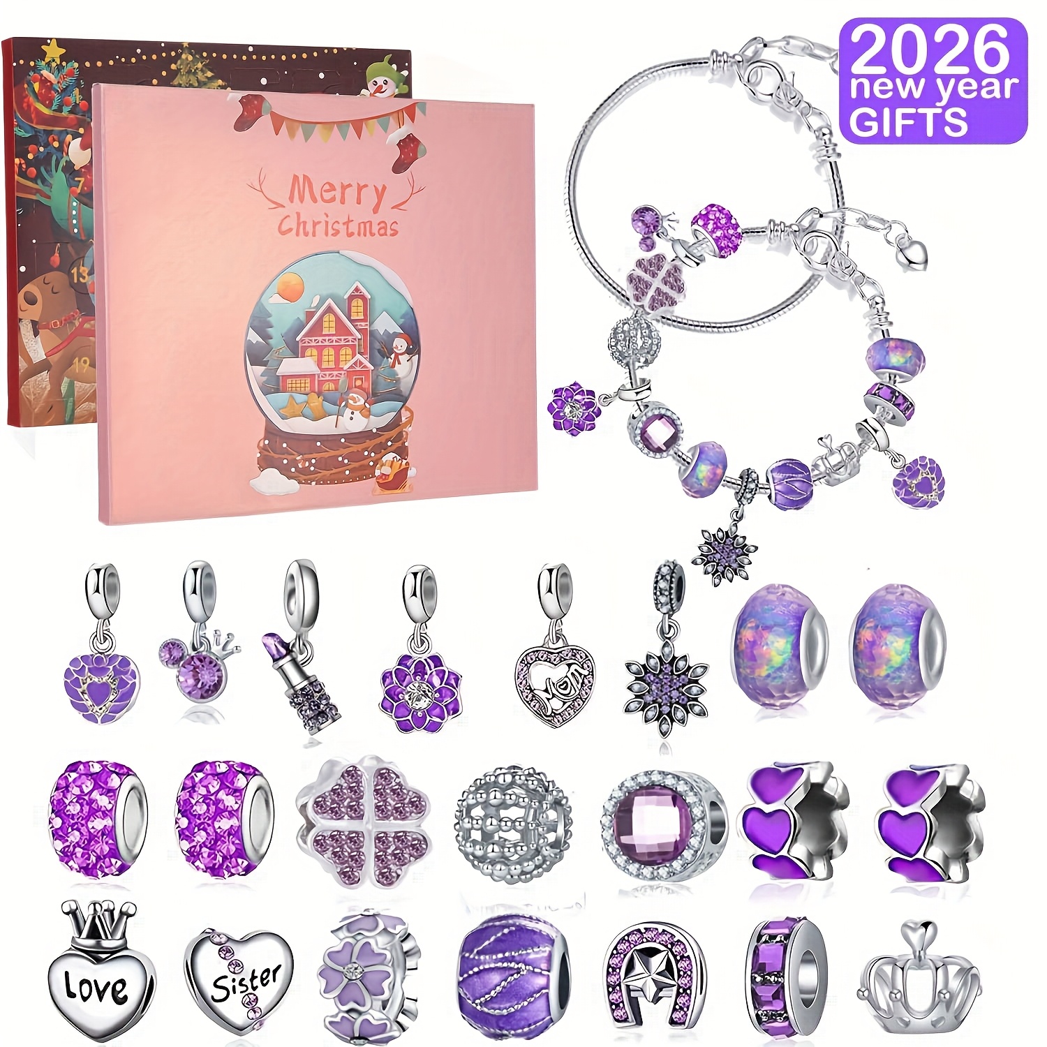 Resin Jewelry Kit - Christmas purple beads DIY jewelry making