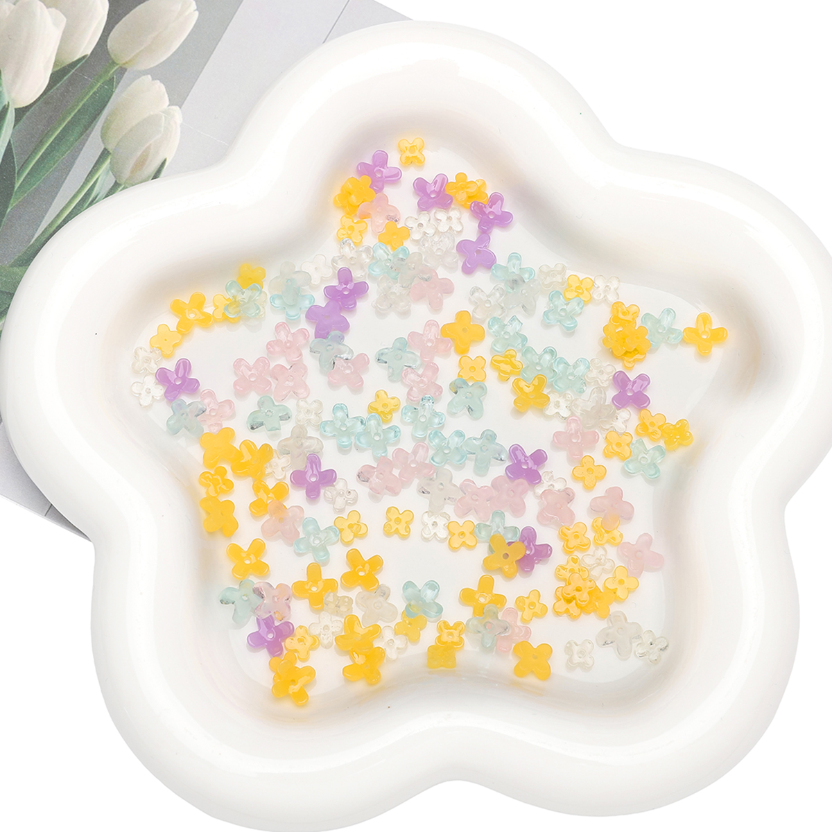 20pcs 5 7mm Resin 4 Petals Flo - Resin Craft Ideas reseña y precio