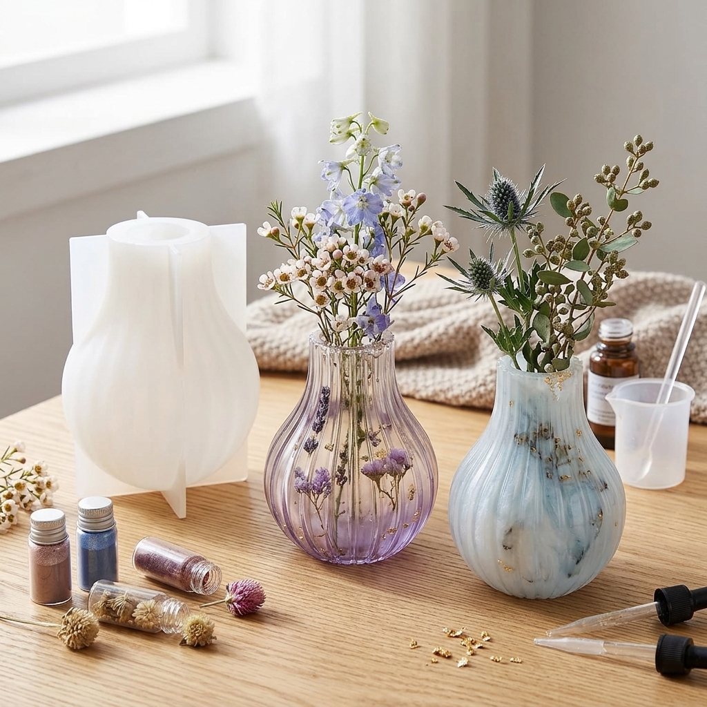 Silicone Vase Mold with Stripe - Resin Craft Ideas reseña y precio