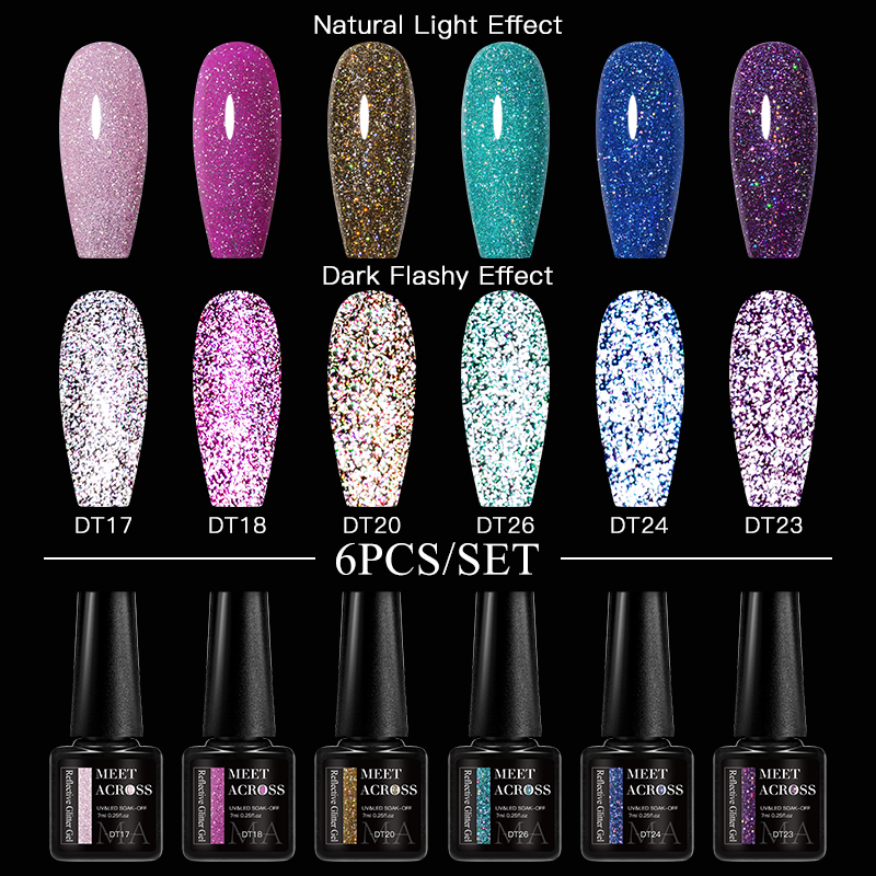 6Pcs Glitter Nail Gel Polish S - Resin Glitter Pack reseña y precio