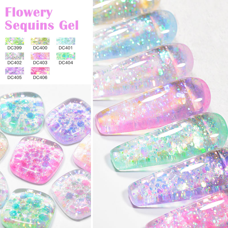 4/8pcs Flowery Sequins Gel Nai - Resin Glitter Pack reseña y precio