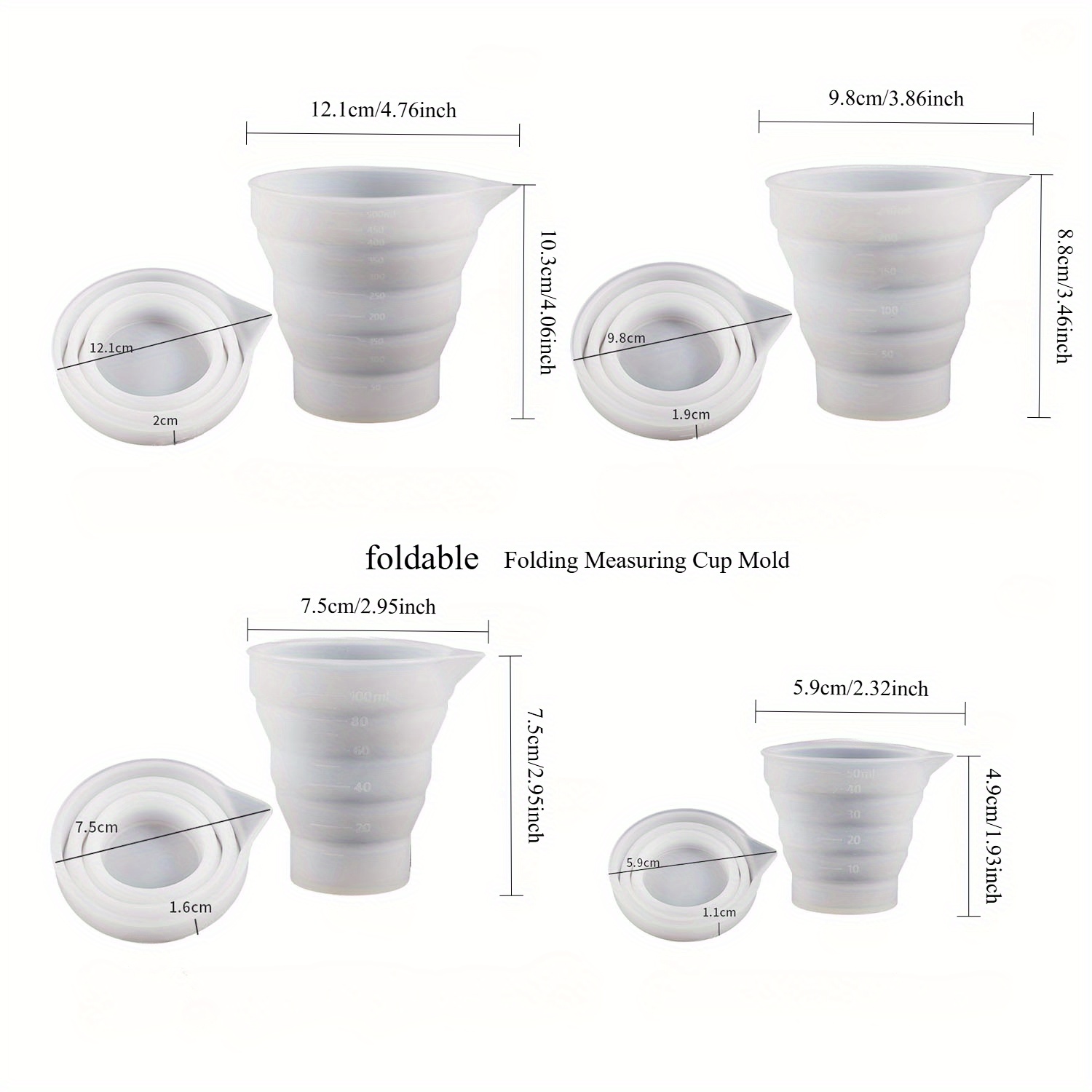 50-500ml Foldable Silicone Mea - Mixing Cup Silicone reseña y precio