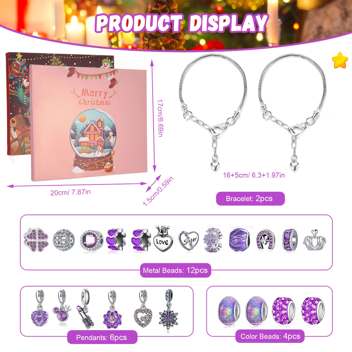Christmas purple beads DIY jew - Resin Jewelry Kit reseña y precio
