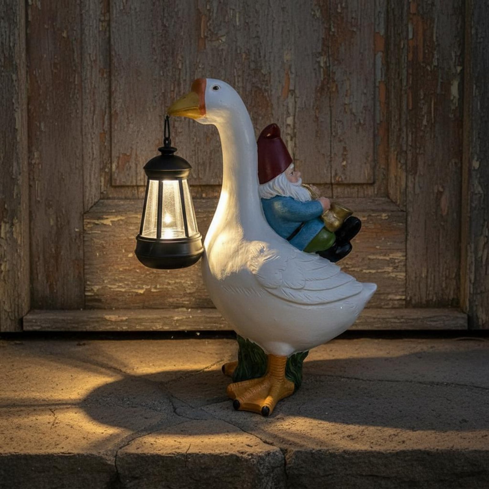 Gnome Riding Goose Statue Weat - Resin Crafts reseña y precio