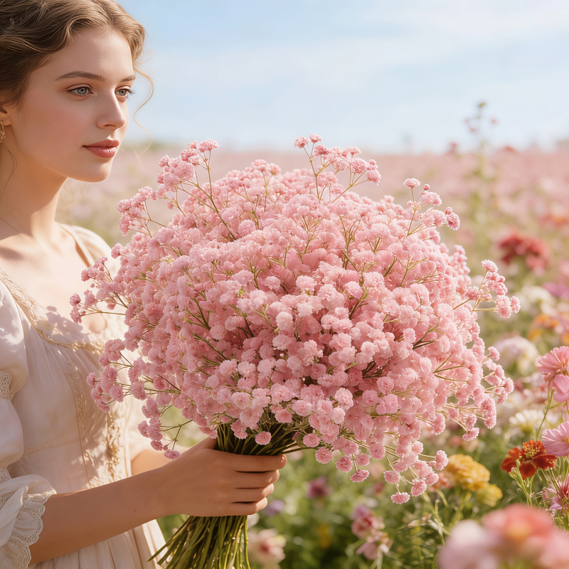 130-Stem Pink Gypsophila Artif - Dried Flower Bulk reseña y precio